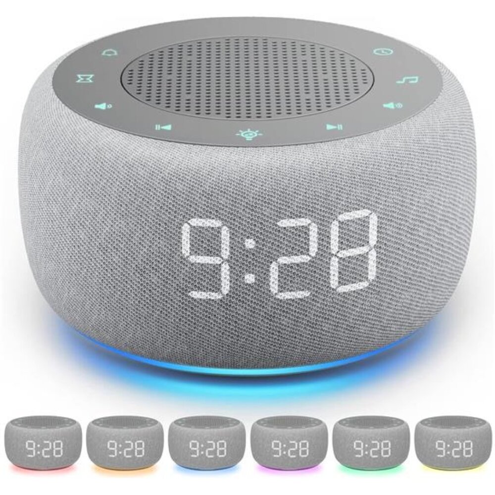 Sound Machine & Alarm Clock 2-in-1, 18 Soothing Sound, 7 Night Light